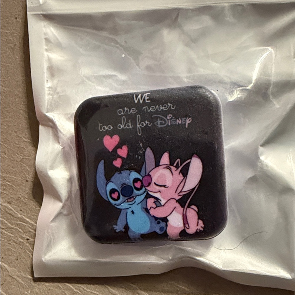 Disney Stitch & Angel Square Phone pop it Black with Blue & Pink